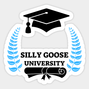 Silly Goose University - Black Design With Blue Details Sticker